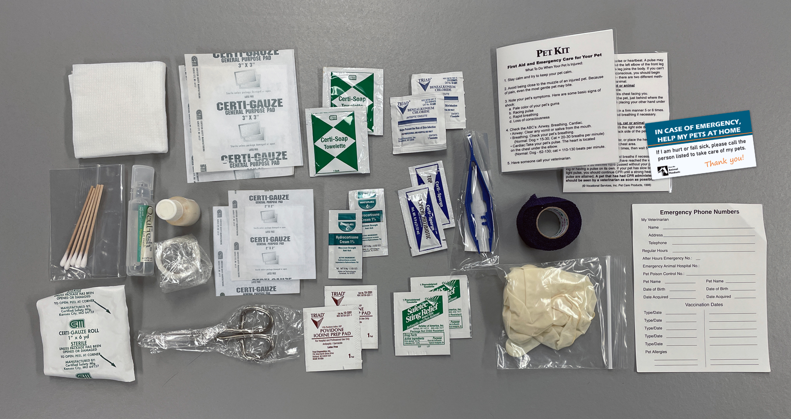 First aid kit contents for smaller dogs weighing 4-20 pounds
