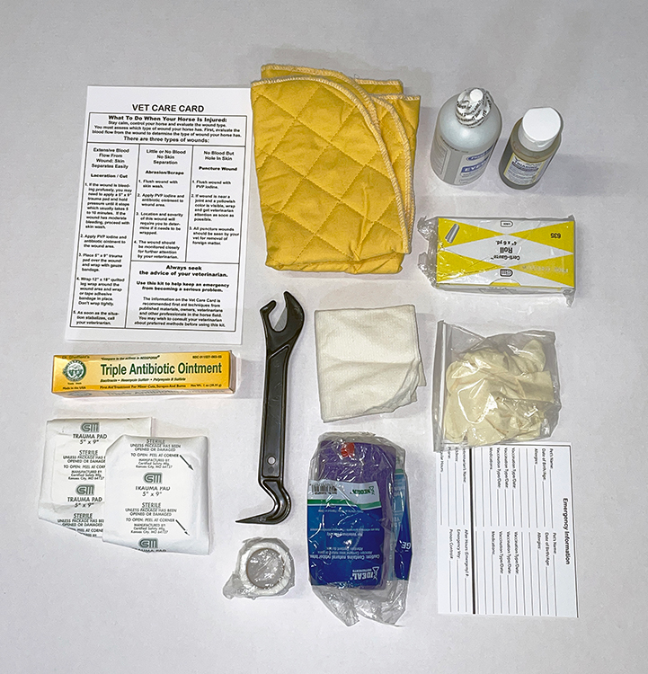 Horse Trail bag first aid content items