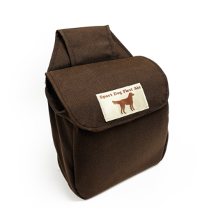 sport dog first aid kit in brown bag