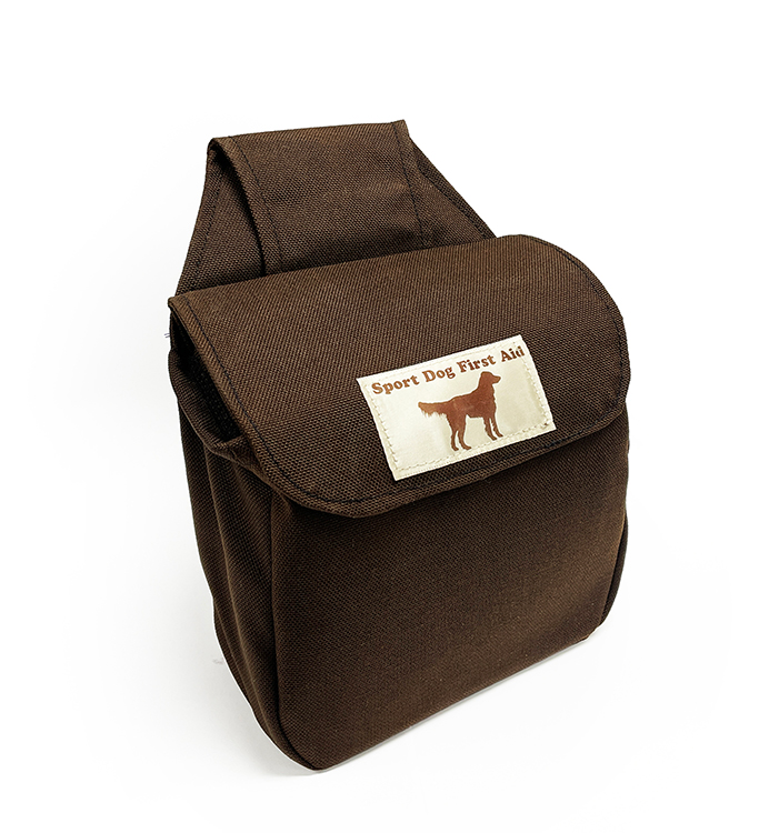 sport dog first aid kit in brown bag